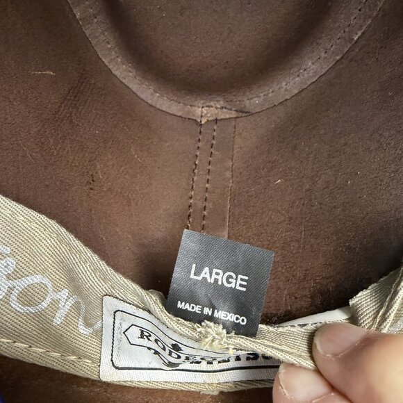 STETSON -- Roxbury Mocha Distressed Leather Cowboy Hat, Large, Like New - Picture 10 of 11